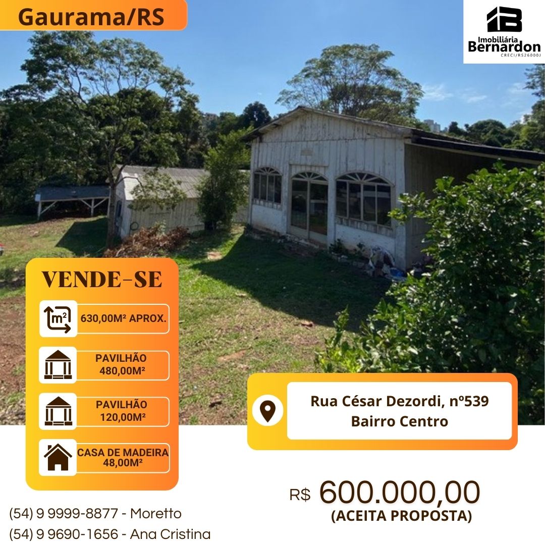Imagem: Pavilhões com amplo espaço no Centro da cidade de Gaurama/RS
